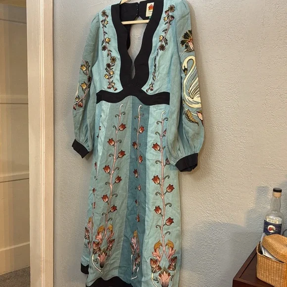 NWT Farm Rio Floral Embroidered Long Sleeve Midi dress - Picture 6 of 12